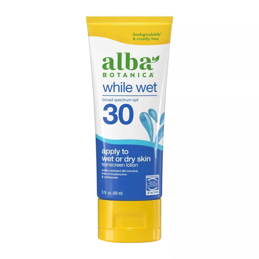 Alba Botanica Sunscreen Lotion Broad Spectrum SPF 30 For Wet And Dry Skin, 3 Oz